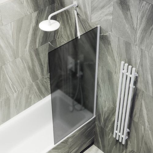 Душевая шторка на ванну Maybah Glass MGV-87-1ш 70х140 стекло тонированное профиль белый ориентация универсальная - фото 4