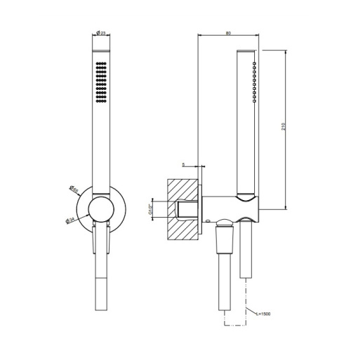 Душевой гарнитур Gessi Anello 63329#707 настенный  черный - фото 2