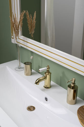 Раковина из литьевого мрамора Aquanet Мадонна НФ-00007495 120х56 полувстраиваемая цвет белый 1 отверстие под смеситель - фото 5