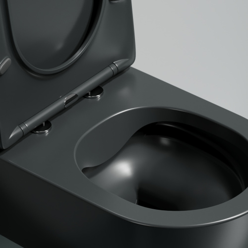 Унитаз подвесной Ceramica Nova MODENA CN6063MDH темно-серый матовый с сиденьем микролифт безободковый душевой смыв - фото 5