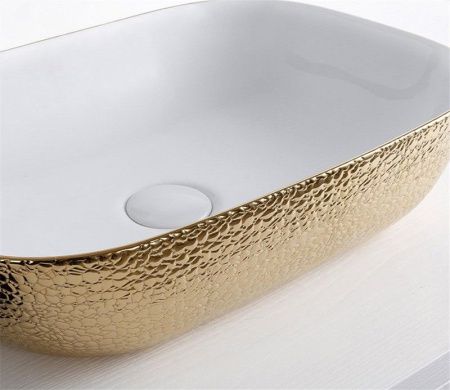Раковина из сантехнического фаянса CeramaLux D1333H025 50х30 накладная цвет белый без отверстий под смеситель