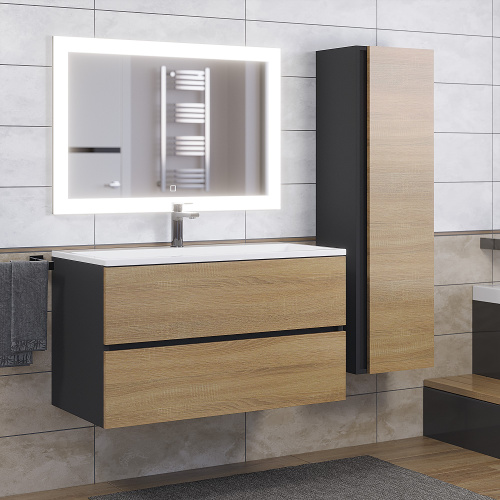 Тумба с раковиной Uperwood Barsa 29830205649 90х45х57 цвет черный/дуб сонома - фото 2