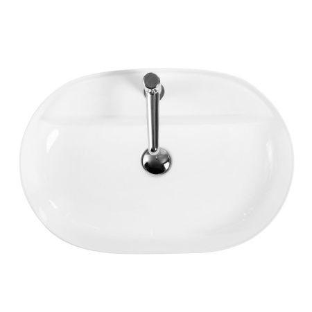 Раковина из сантехнического фаянса BelBagno BB1346 60х40 накладная цвет белый 1 отверстие под смеситель