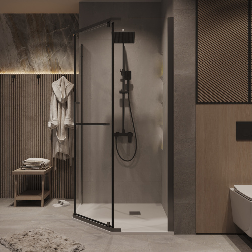 Душевой уголок Grossman Pragma 302.K33.03.1010.42.00 100х100 стекло прозрачное профиль графит матовый без поддона - фото 4