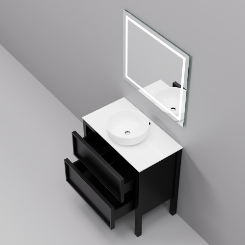 Тумба с раковиной+зеркало Art Decco Elisa (Элиса) AES08F78S3M0 80x45x85 напольная цвет черный дуб - фото 4