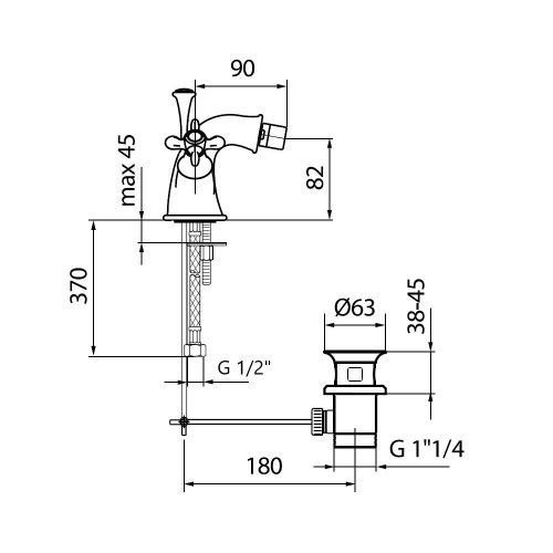 Смеситель Webert Ottocento OT710102015 на биде хром - фото 3