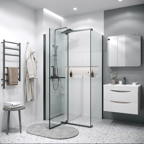 Душевой уголок Grossman Pragma 120.K33.03.1090.21.00 100х90 стекло прозрачное профиль черный матовый без поддона - фото 5