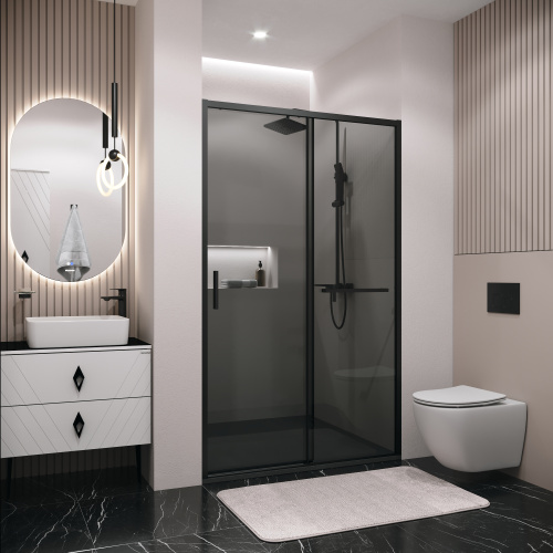 Душевая дверь Grossman Style 100.K33.05.130.21.10 130х195 стекло тонированное профиль черный матовый - фото 3