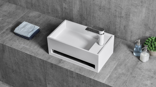 Раковина из искусственного камня Zenon Luna 4000.000.000.000.39677 50х30 подвесная цвет белый матовый - фото 3