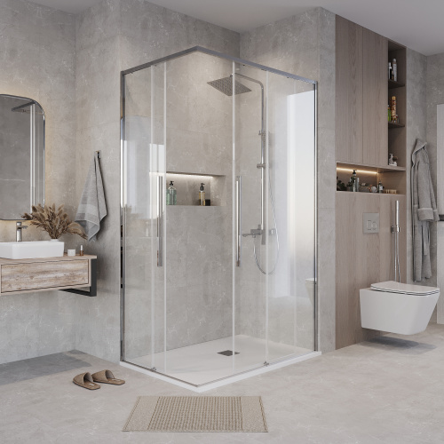 Душевой уголок Grossman Galaxy 300.K33.01.1110.10.00 110х100 стекло прозрачное профиль хром глянцевый без поддона - фото 4