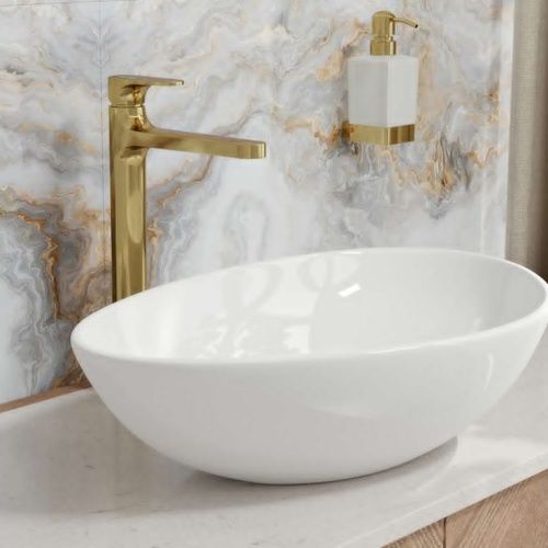 Смеситель для раковины Wasserkraft Neckar 2100 2103H на столешницу золото - фото 2