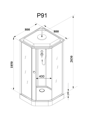 Душевая кабина Parly Penta P91 90х90 трапеция с крышей ориентация универсальная - фото 5