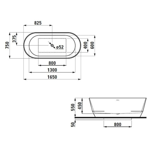 Ванна из искусственного камня Laufen Pro 2.3995.2.000.000.1 165х75 отдельностоящая овальная - фото 2