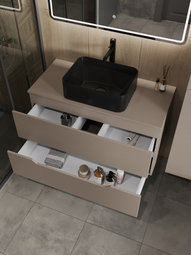 Тумба с раковиной Orange Line Li-100TuLMDF+B02-460MB 101х46х68 - фото 4