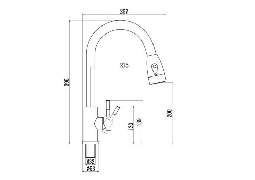 Смеситель для кухни Savol S-002806C на столешницу золото матовое - фото 2