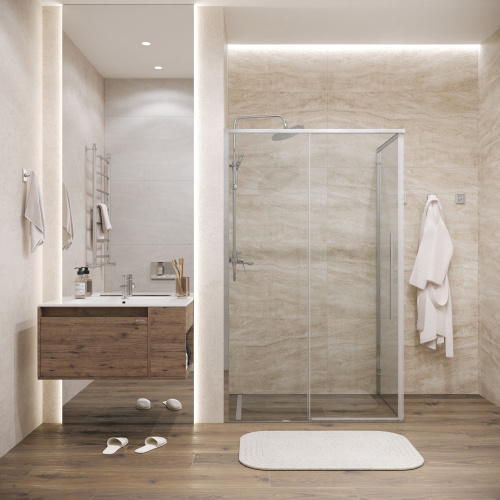 Душевая перегородка Grossman Galaxy 200.K33.01.90.10.00 90х195 стекло прозрачное профиль хром глянцевый - фото 4