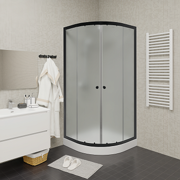 Душевой уголок Parly ZF81B 80х80 стекло матовое профиль черный с поддоном