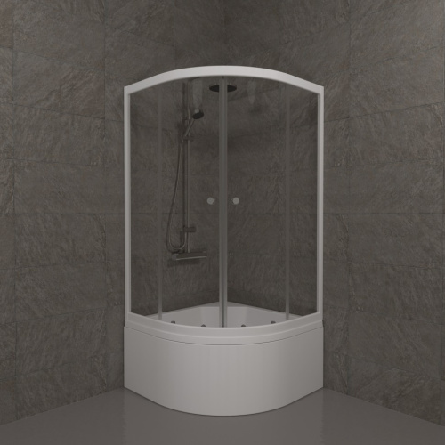 Душевой уголок Тритон Ультра Щ0000061800 90х90 стекло прозрачное профиль белый с поддоном - фото 4