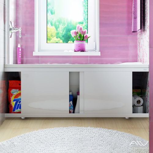 Экран под ванну Alavann Crystal 180 см ALV0258001 фронтальный МДФ раздвижной белый - фото 3