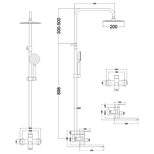 Душевая стойка Melana Stello 610307 настенная - фото 2