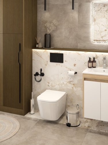 Унитаз подвесной Teymi Helmi T40307 белый с сиденьем микролифт безободковый каскадный смыв - фото 3