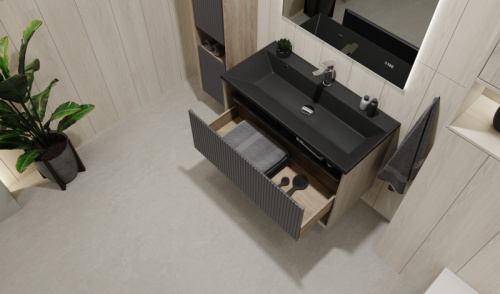 Тумба под раковину Jorno TOSSONY Toss.01.90/P/DS-A/JR 89х44х60 подвесная цвет антрацит - фото 3