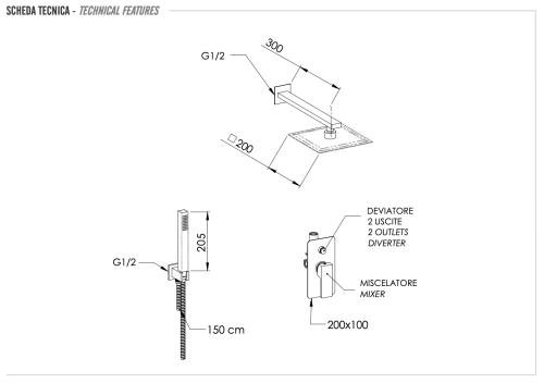 Душевая система Remer Absolute AU09S02UFS20 встраиваемая в стену - фото 2