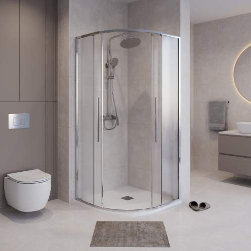 Душевой уголок Niagara Nova NG-3626-34 90х90 стекло шиншилла профиль хром глянцевый без поддона - фото 2