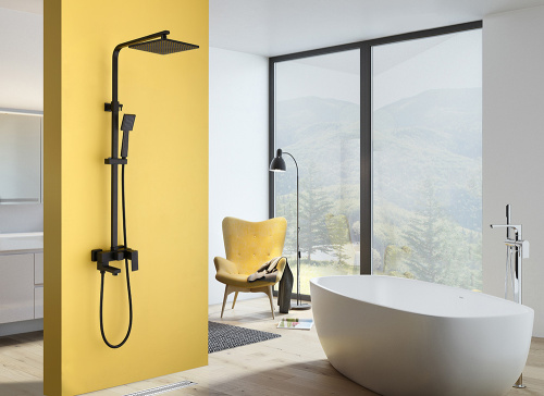 Душевая стойка ABBER AF8216B настенная цвет черный матовый - фото 2