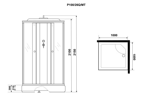 Душевая кабина Niagara Promo P100/26Q/MT 100х100 квадратная с крышей ориентация универсальная - фото 4