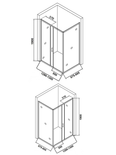Душевой уголок Orange E23-13090TB 130х89 стекло прозрачное профиль черный без поддона - фото 5