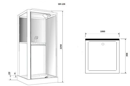 Душевая кабина Grossman GR126 100х90 прямоугольная с крышей ориентация универсальная