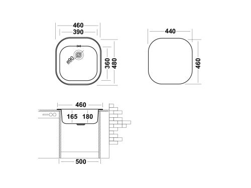 Кухонная мойка Ukinox Галант GAP460.480 -GT8K 0C 48х46 цвет хром поверхность полированная - фото 3