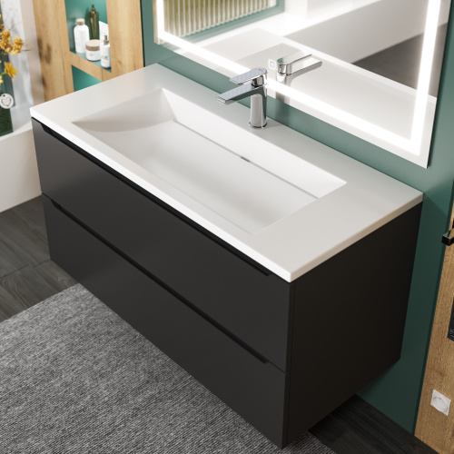 Раковина из литьевого мрамора Uperwood Infinity 45383433000 100х45 полувстраиваемая цвет белый - фото 3