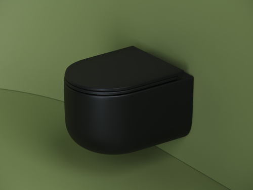 Унитаз подвесной Ceramica Nova ULMA CN4006MB черный матовый с сиденьем микролифт безободковый душевой смыв - фото 4