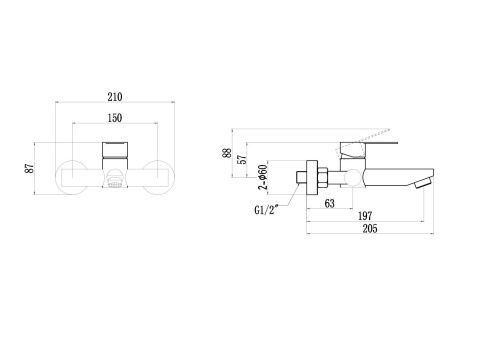 Смеситель для ванны и душа Fmark FS8202C настенный золото матовое - фото 2