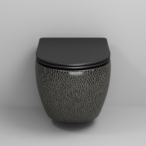 Унитаз подвесной Grossman Санфаянс GR-4455BBLS черный глянцевый с сиденьем микролифт безободковый каскадный смыв - фото 3