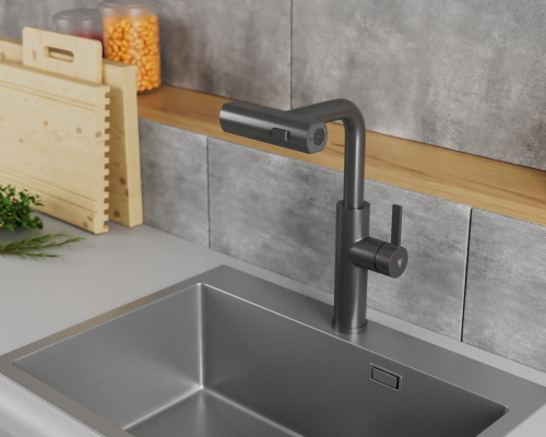 Смеситель для кухни  Tinos TI3732-18Grey на раковину/столешницу графит - фото 3