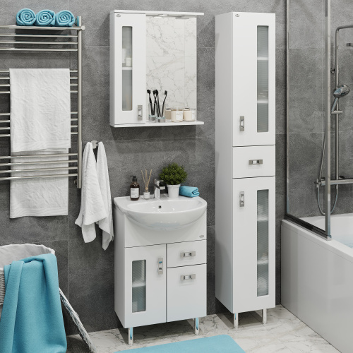 Зеркало-шкаф Onika Кристалл 205817 58х16х71 подвесной цвет белый - фото 4