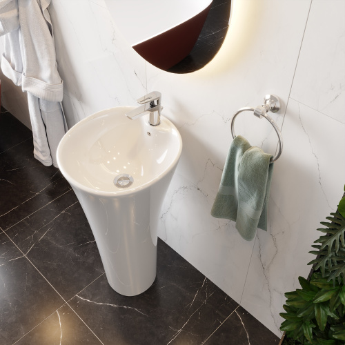 Раковина из сантехнического фарфора Cerutti SPA CT7274 45х45 напольная цвет белый 1 отверстие под смеситель - фото 5