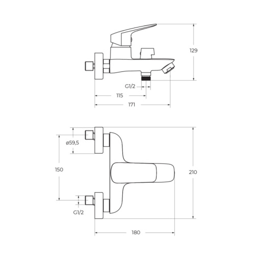 Смеситель BelBagno DUE DUE-VASM-CRM настенный хром - фото 3