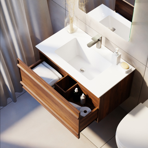 Тумба с раковиной+зеркало Art Decco Bridget (Бриджит) ABR08W22S2M0 80x45x40 подвесная цвет черный орех - фото 4