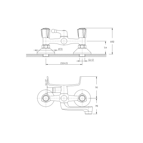 Смеситель для ванны Rush Pioneer PI7950-44 настенный хром - фото 2