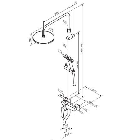Душевая стойка Damixa Jupiter 977740000 настенная цвет хром