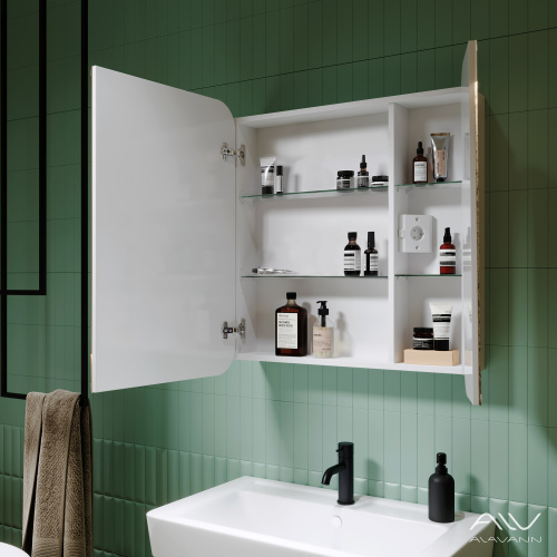 Зеркало-шкаф Alavann Lana ALV0281002 80х15х80 подвесной цвет белый - фото 2