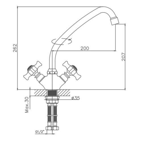 Смеситель для кухни Cron CN4124 на мойку хром - фото 3