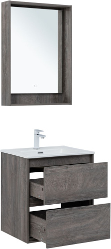 Тумба под раковину Aquanet Милан 00336372 60х45х64 подвесная цвет темное дерево - фото 5