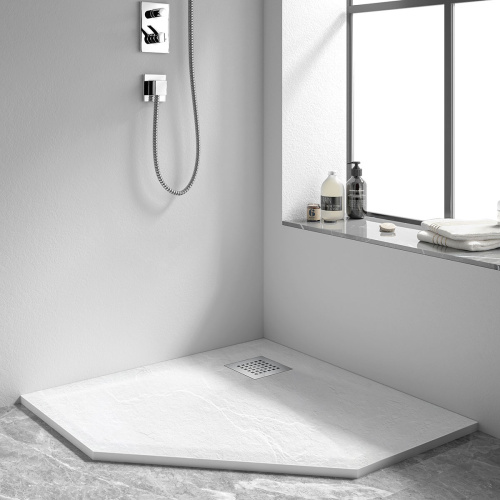 Душевой поддон Vincea H25 VST-4SP1010W 100х100 искусственный камень белый матовый - фото 2