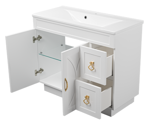 Тумба под раковину Misty Амбра П-Амб0100-011-2Я 97х43х80 напольная - фото 4