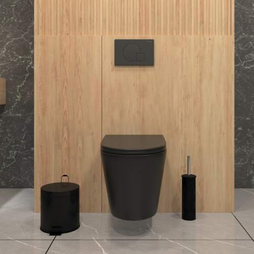 Унитаз подвесной Teymi Solli T40201MB черный с сиденьем микролифт безободковый каскадный смыв - фото 5